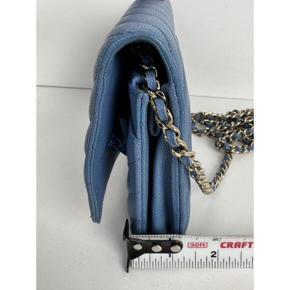 Chanel Wallet on Chain Blue Chevron Caviar Leather B-6 - Picture 14 of 16